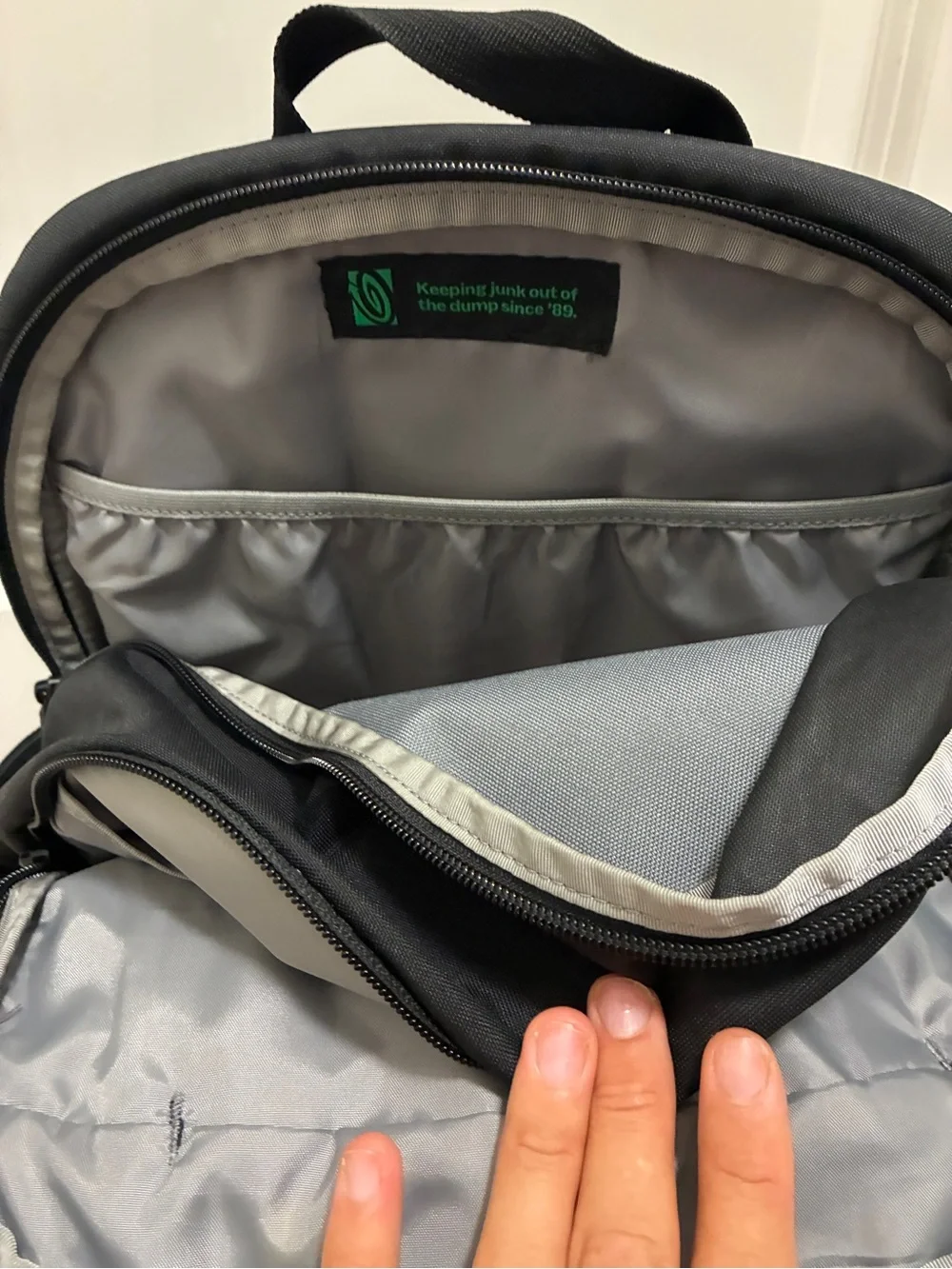 Timbuk2 Black Backpack with Orange Valencia Graphic